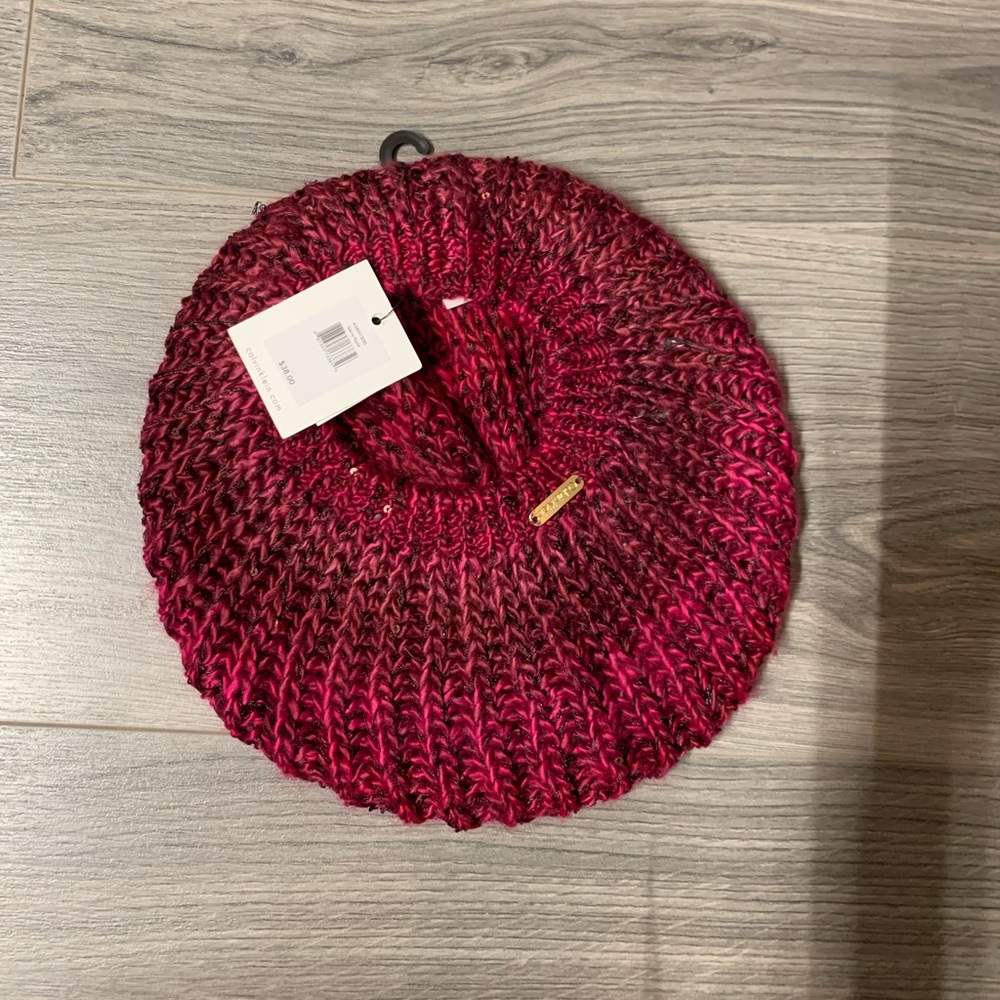 Raspberry Beret! Calvin Klein raspberry colored with sequins . Very 80’s!